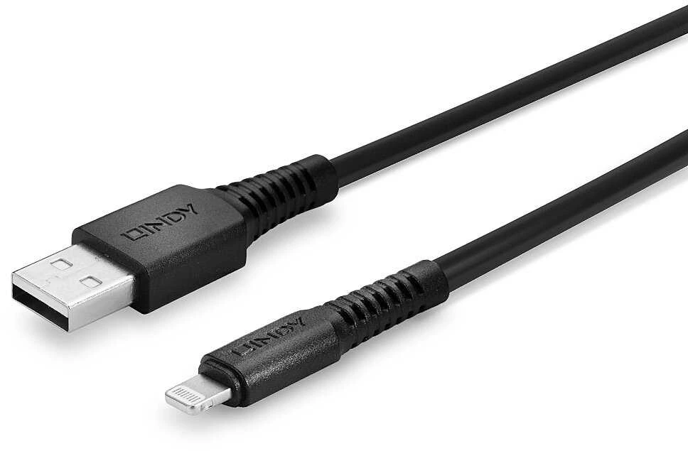 USB Kabelis - LINDY USB Type A į Lightning Laidas, M/M, 480Mbps, 1 m, Juodas