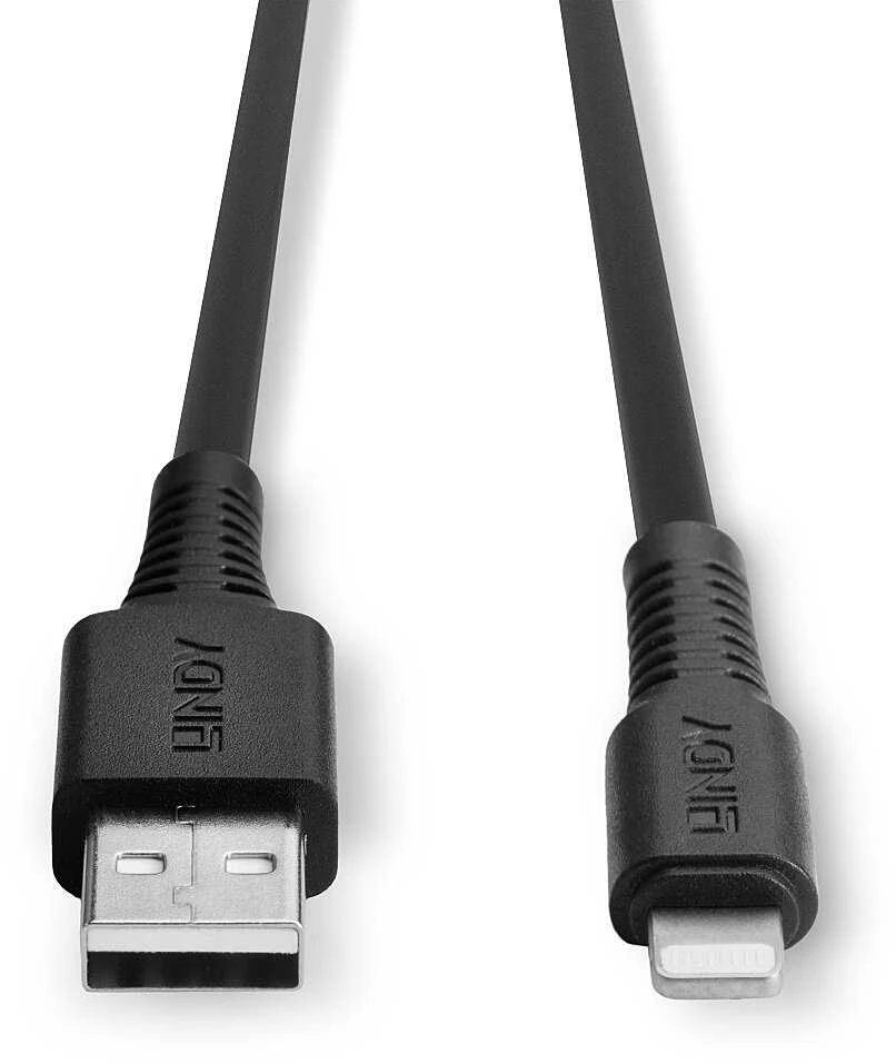 USB Kabelis - LINDY USB Type A į Lightning Laidas, M/M, 480Mbps, 1 m, Juodas