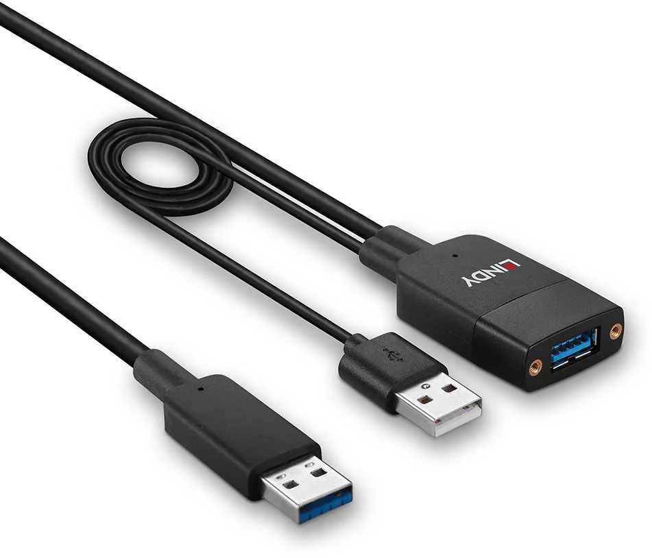 USB Kabelis - LINDY Hibridinis USB 3.2 Type A Laidas, 10Gbps, 35 m, Juodas