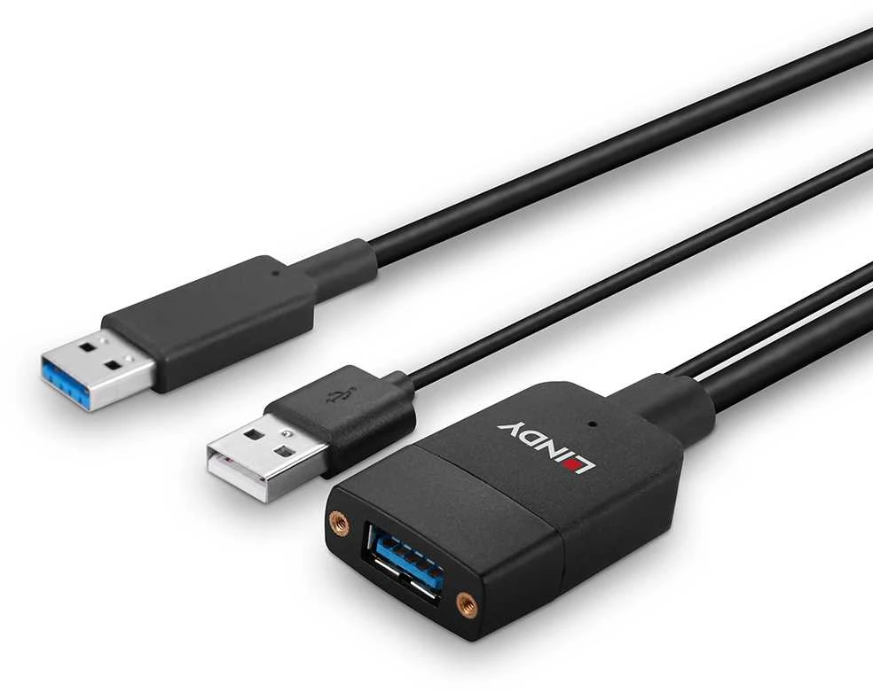 USB Kabelis - LINDY Hibridinis USB 3.2 Type A Laidas, 10Gbps, 35 m, Juodas
