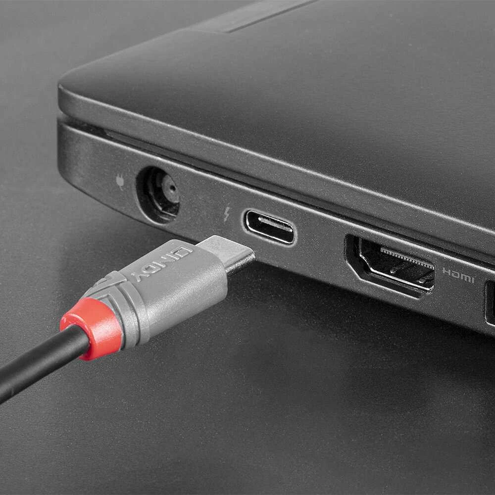 USB Kabelis - LINDY Anthra Line USB 2.0 Type C į Micro-B Laidas, M/M, 2.5W, 480Mbps, 1 m, Juodas