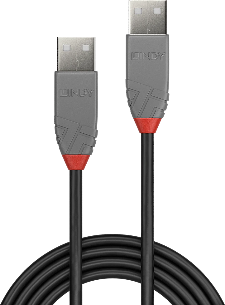 USB Kabelis - LINDY Anthra Line USB 2.0 Tipo A į A Laidas, M/M, 1 m, Juodas
