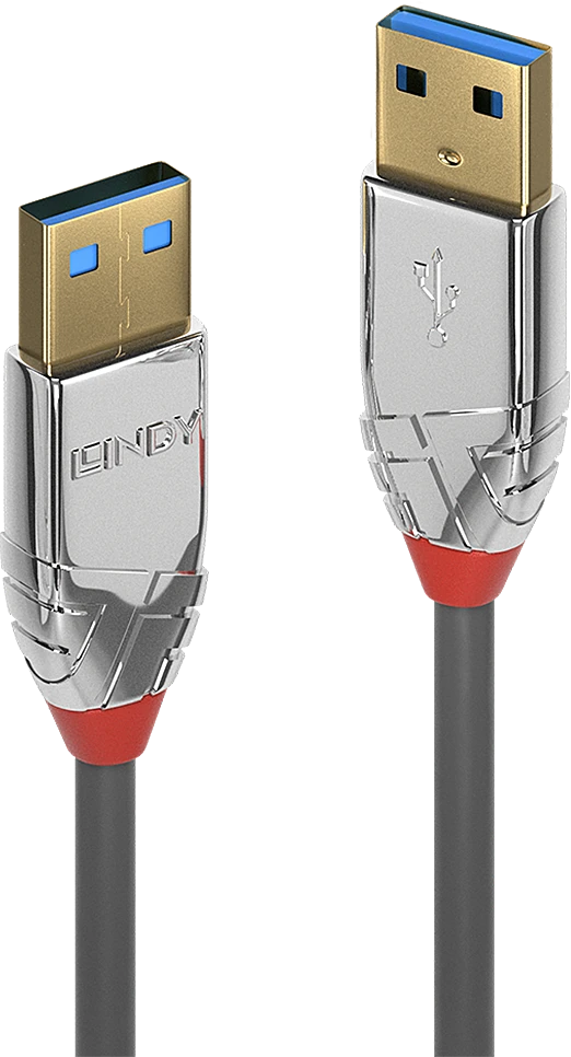 USB Kabelis - LINDY Cromo Line USB 3.2 Type A į A Laidas, M/M, 5Gbps, 0.5 m, Pilkas