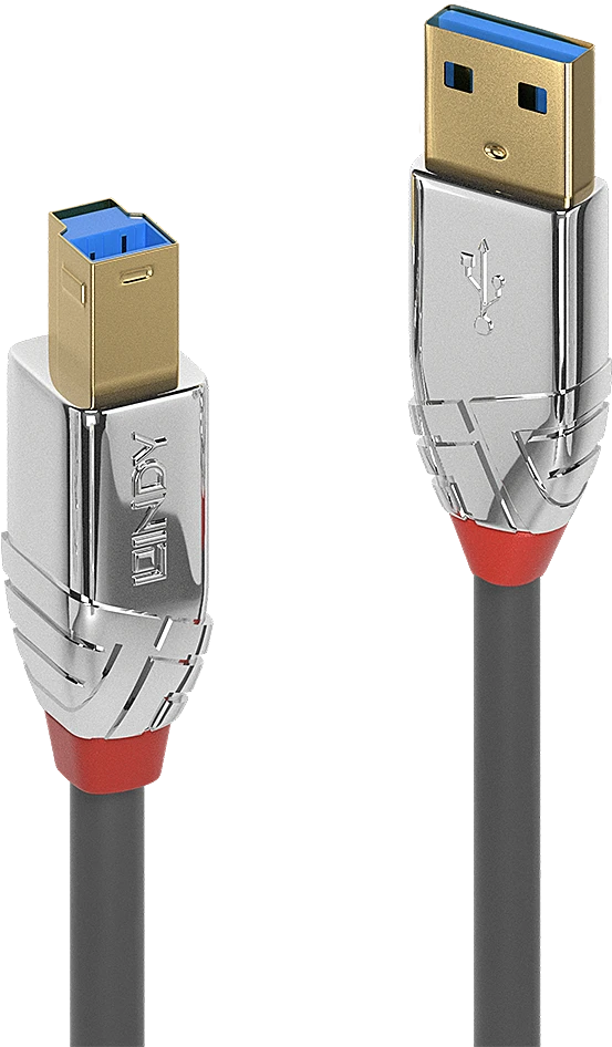 USB Kabelis - LINDY Cromo Line USB 3.2 Type A į B Laidas, M/M, 5Gbps, 1 m, Pilkas