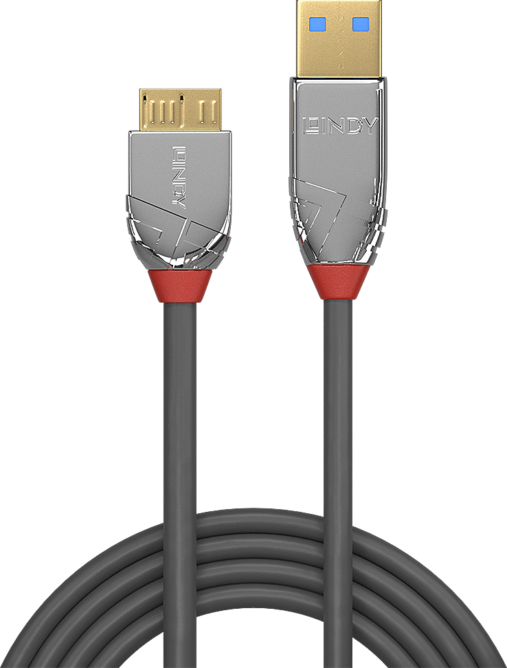 USB Laidas - LINDY Cromo Line USB 3.2 Type A į Micro-B Laidas, M/M, 5Gbps, 2 m, Pilkas