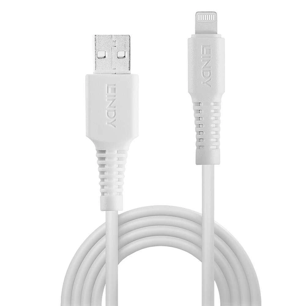 USB Kabelis - LINDY USB Type A į Lightning Laidas, M/M, 480Mbps, 0.5 m, Baltas