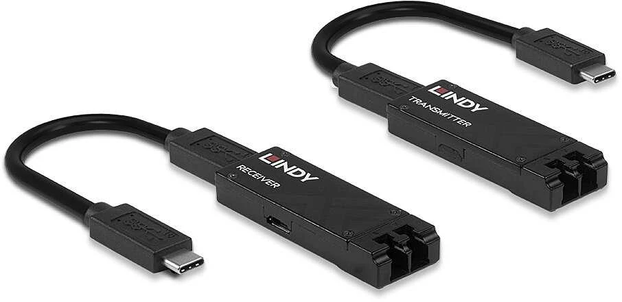 USB Prailginimo Laidas - LINDY Pluoštinis USB 3.2 Type C Prailgintuvas, 100m, 10Gbps, 5VDC, 2A, Juodas