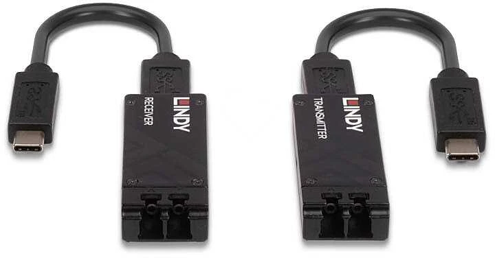 USB Prailginimo Laidas - LINDY Pluoštinis USB 3.2 Type C Prailgintuvas, 100m, 10Gbps, 5VDC, 2A, Juodas