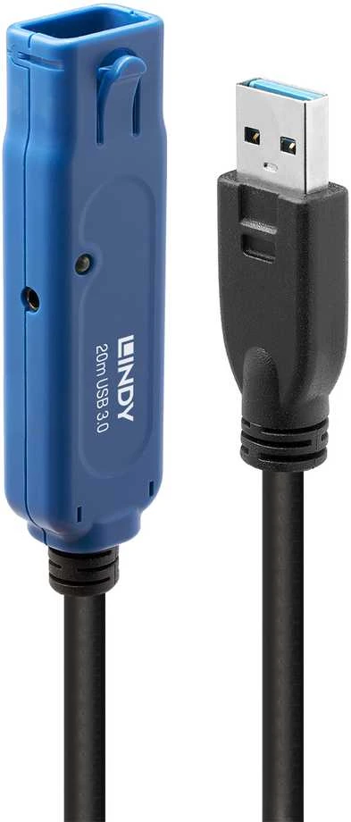 USB Prailginimo Laidas - LINDY USB 3.0 Aktyvus Prailginimo Laidas, 5 Gbps, 20 m, Juodas