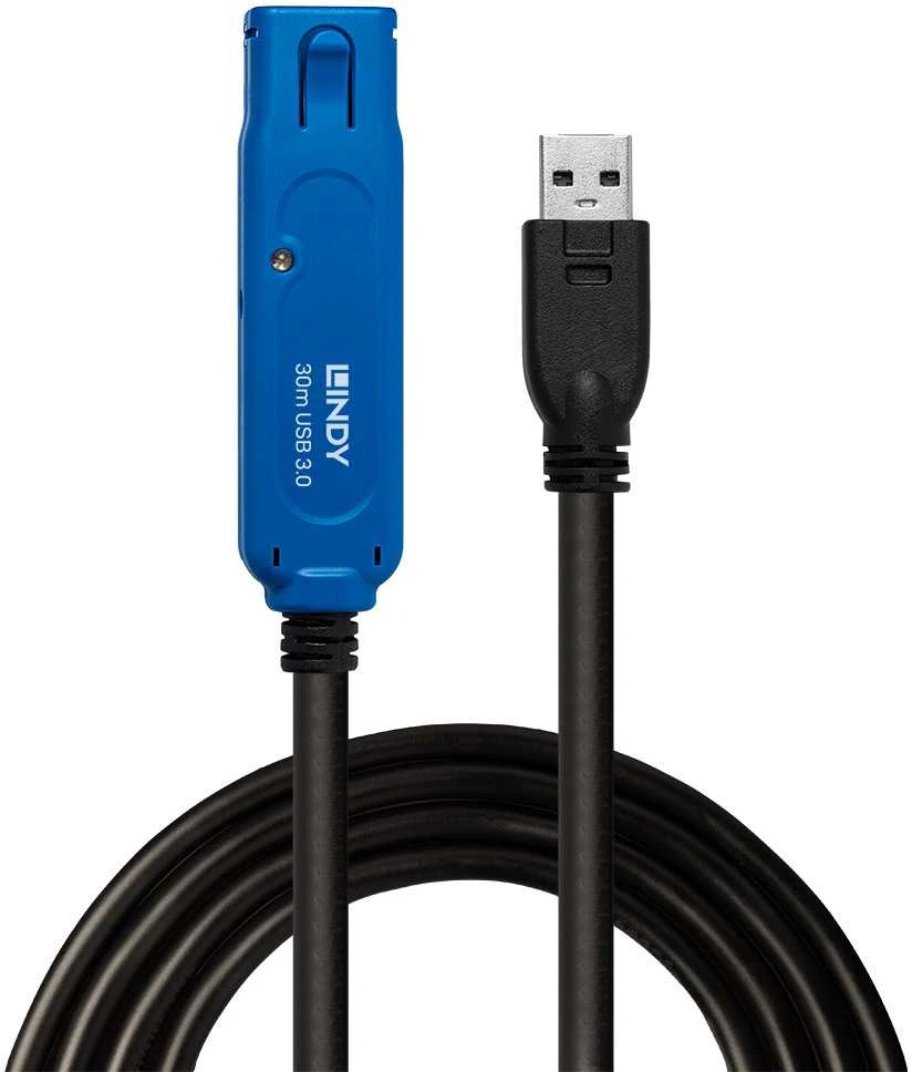 USB Prailginimo Laidas - LINDY USB 3.0 Aktyvus Prailginimo Laidas, M/F, 30 m, Juodas