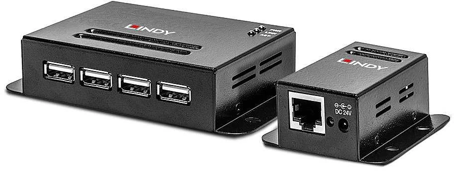 Lindy USB 2.0 4 prievadų Cat.6 50m juodas