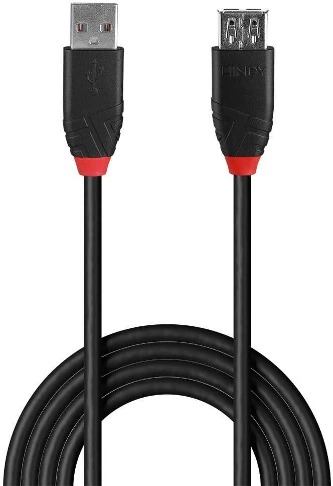 USB Prailginimo Laidas - LINDY Aktyvus Plonas USB 2.0 Prailginimo Laidas, M/F, 480 Mbps, 5 m, Juodas