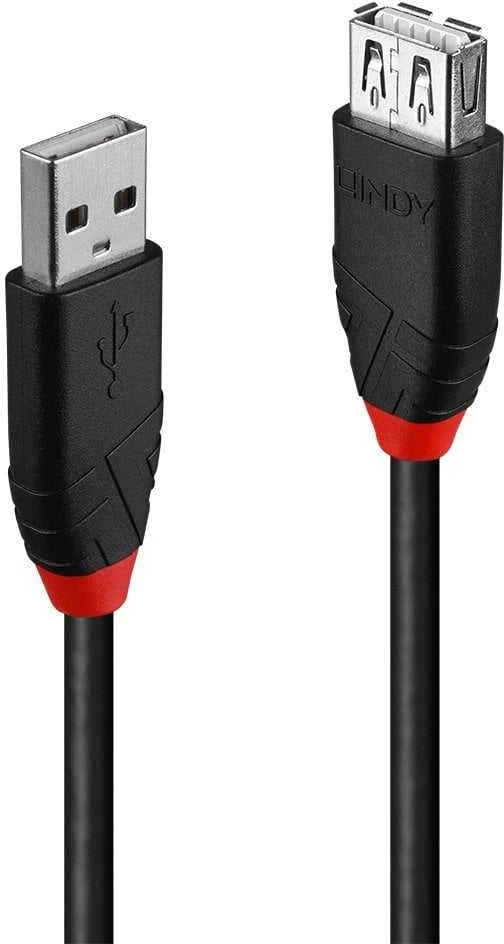 USB Prailginimo Laidas - LINDY Aktyvus Plonas USB 2.0 Prailginimo Laidas, M/F, 480 Mbps, 5 m, Juodas