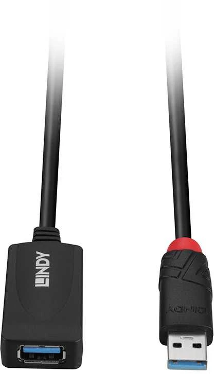 USB Prailginimo Laidas - LINDY USB 3.0 Aktyvus Prailginimo Laidas Type M/F, 5 m, Juodas