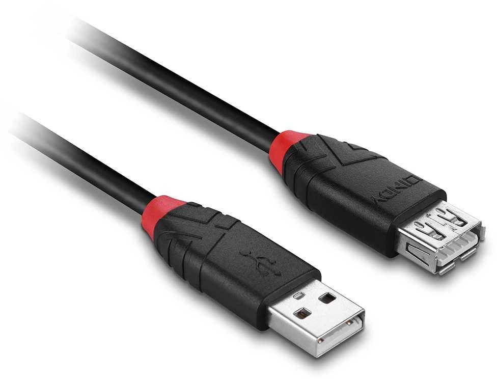 USB Prailginimo Laidas - LINDY Aktyvus Plonas USB 2.0 Prailginimo Laidas, M/F, 480 Mbps, 5 m, Juodas