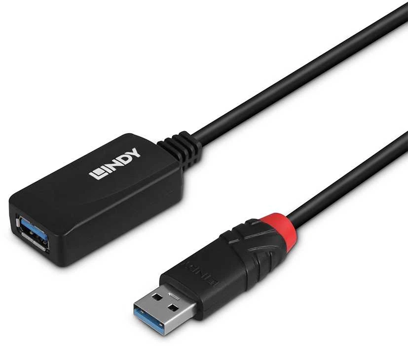 USB Prailginimo Laidas - LINDY USB 3.0 Aktyvus Prailginimo Laidas Type M/F, 5 m, Juodas