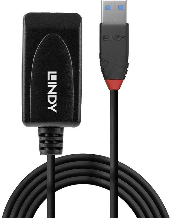 USB Prailginimo Laidas - LINDY USB 3.0 Aktyvus Prailginimo Laidas Type M/F, 5 m, Juodas