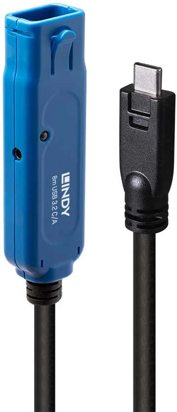 USB Prailginimo Laidas - LINDY USB 3.2 C/A Prailginimo Laidas 5Gbps 8m, Juodas