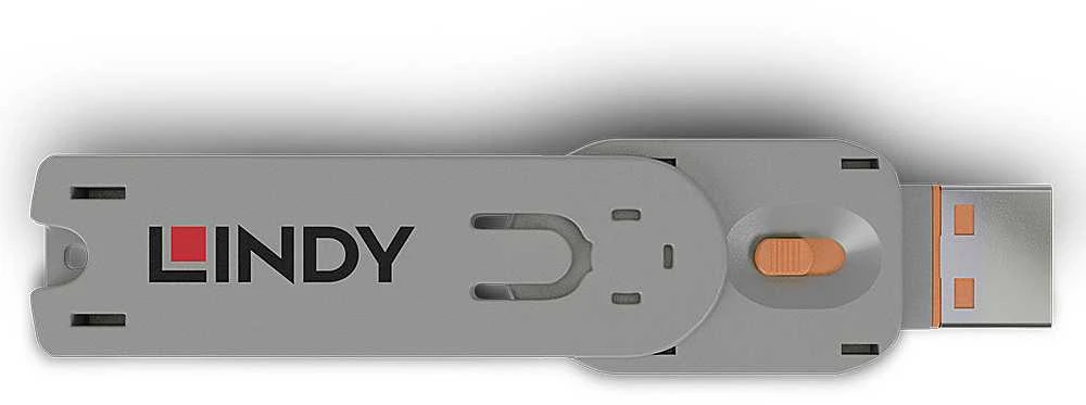 Lindy USB Priedas - Portų Blokatorius Raktas Nr. 40453/40463 ABS 18x75.16x12mm Oranžinis