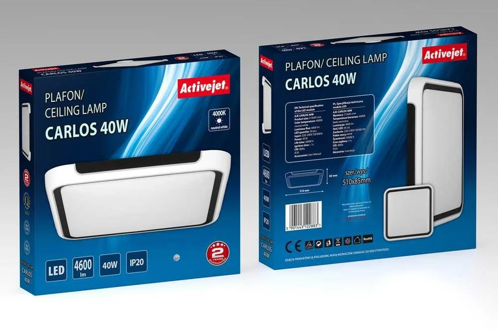 Lubinis Šviestuvas - Activejet LED 40W