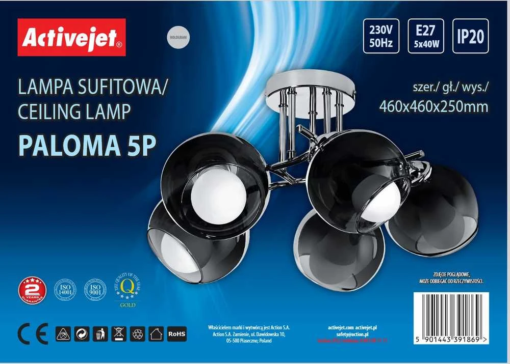 Pakabinamas šviestuvas Activejet AJE-PALOMA 5P E27 5x40W pendant lamp