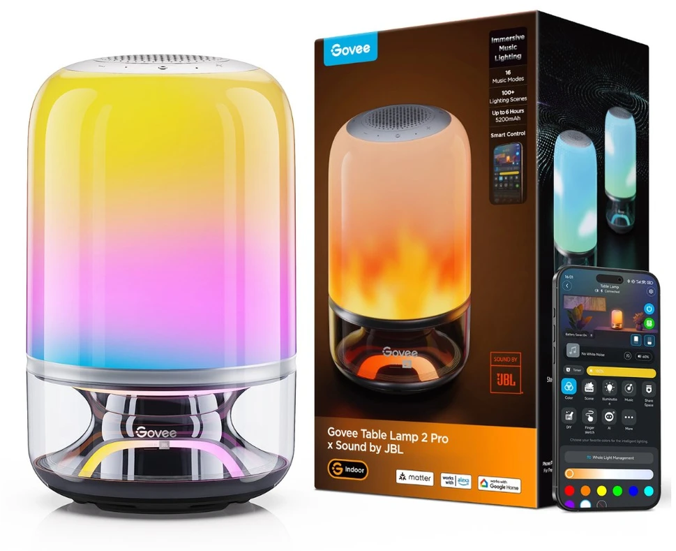 „Govee Table Lamp 2 Pro x Sound by JBL“ išmanioji stalo lempa su „Wi-Fi“ / „Bluetooth“