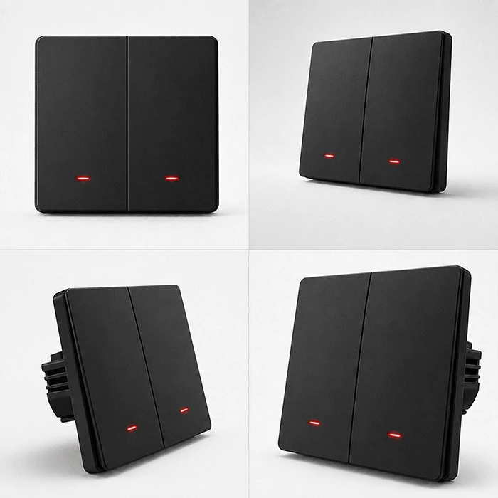 Qoltec 52708 Smart 2-Gang Light Switch | Wi-Fi | Timer | Tuya | Smart life | Juodas