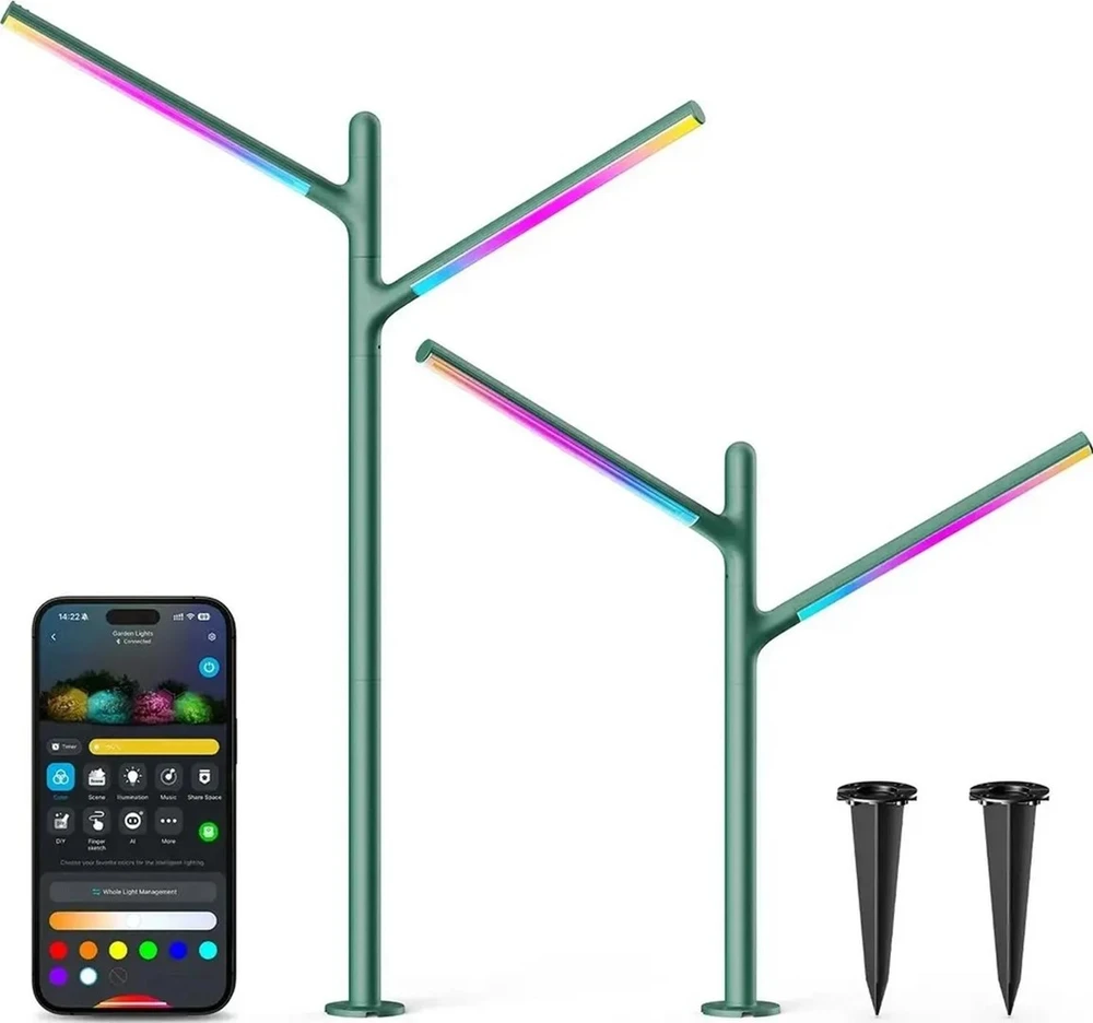 Govee H7086 RGBICWW LED sodo šviestuvai | RGBWW, 1100 lm, 2,4 GHz „Wi-Fi“ + „Bluetooth“, IP66