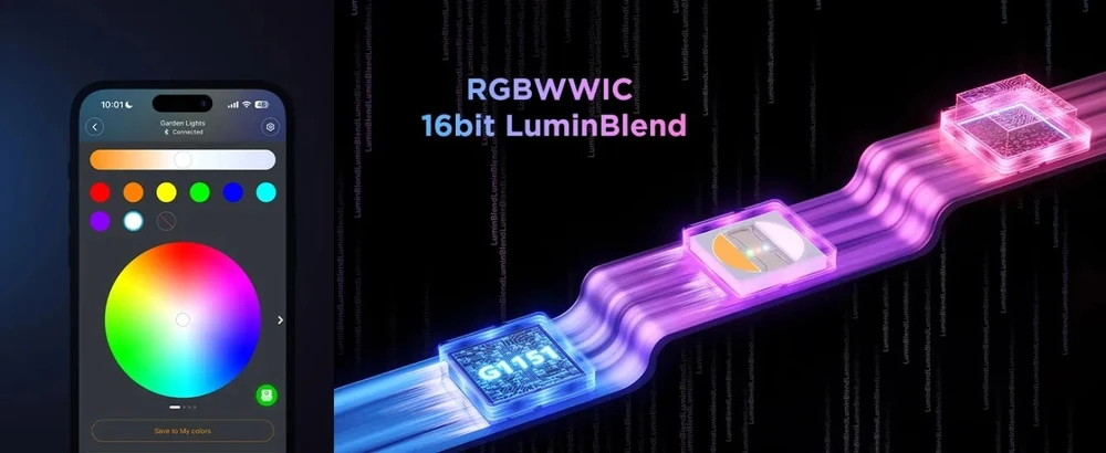 Govee H7086 RGBICWW LED sodo šviestuvai | RGBWW, 1100 lm, 2,4 GHz „Wi-Fi“ + „Bluetooth“, IP66