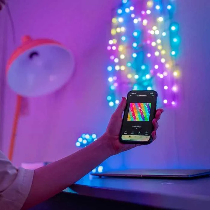 „Twinkly Candies 200“ žvaigždės formos RGB šviesos diodai, „Žalias“ laidas, USB-C|Twinkly