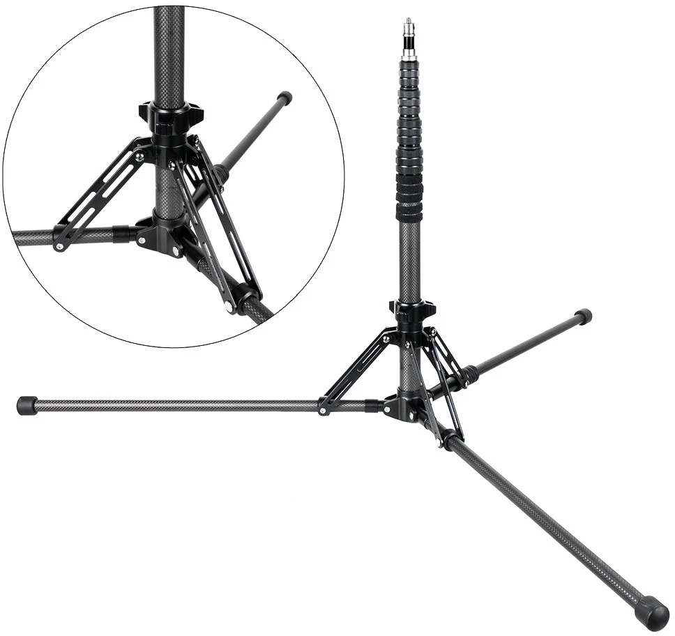 Lubinis šviestuvas Mitoya Apšvietimo Stovas - HERON 210cm Anglies Pluošto 16mm Galva 3/8'' Sriegis Maksimalus Apkrova 3kg