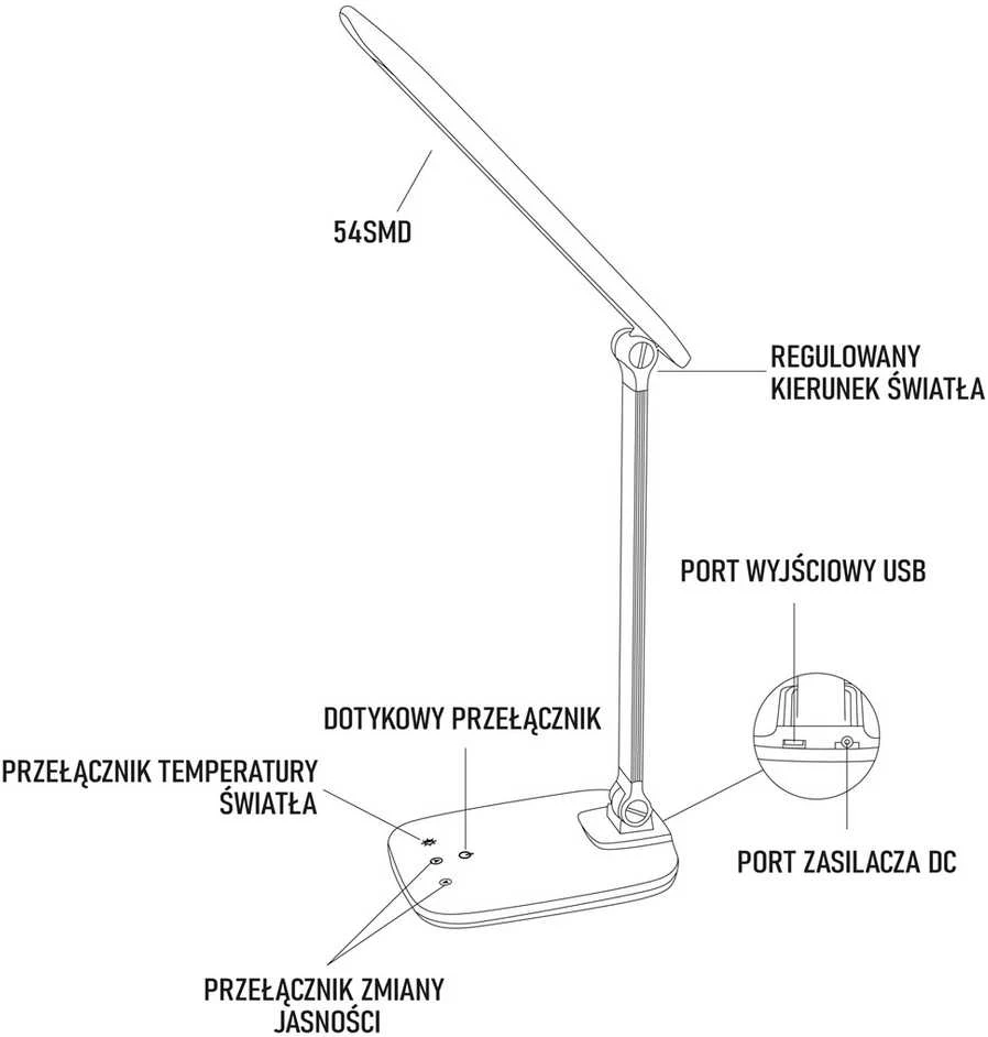 Montis Stalinė lempa wielofunkcyjna LED MT042-BK Juoda/Juodas table lamp 5.7 W F