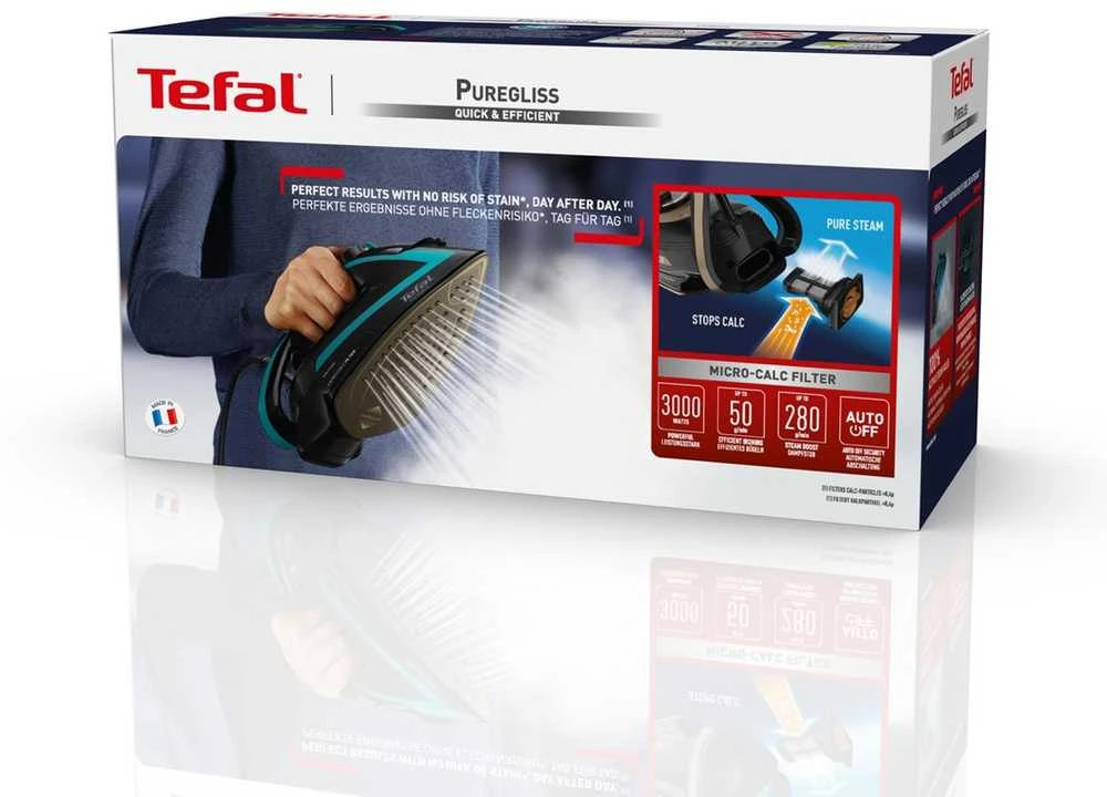 TEFAL | Lygintuvas | FV8066E0 | Garų lygintuvas | 3000 W | Vanduo tank capacity 270 ml | Continuous steam 50 g/min | Steam boost performance 280 g/min | Juodas/Mėlyna