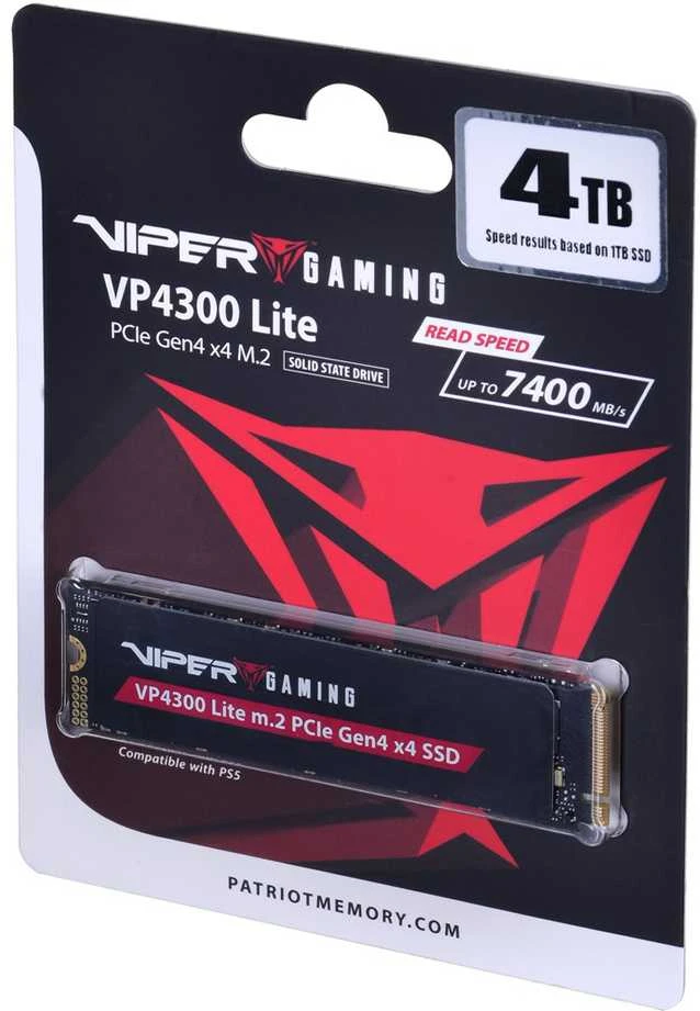 M.2 SSD - Patriot Memory VP4300 Lite 4TB PCIe 4.0 7400MB/s Skaitymas 6000MB/s Rašymas