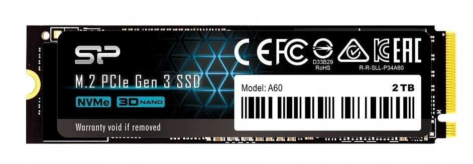 SILICON POWER KOMPIUTERIAI IR RYŠIAI SILICON POWER SSD Ace A60 2TB M.2 PCIe Gen3 x4 NVMe 2200/1600 Mb/s