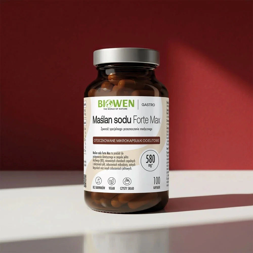 Biowen Maisto papildas Natrio butiratas Forte Max 580 mg - 100 kapsulių
