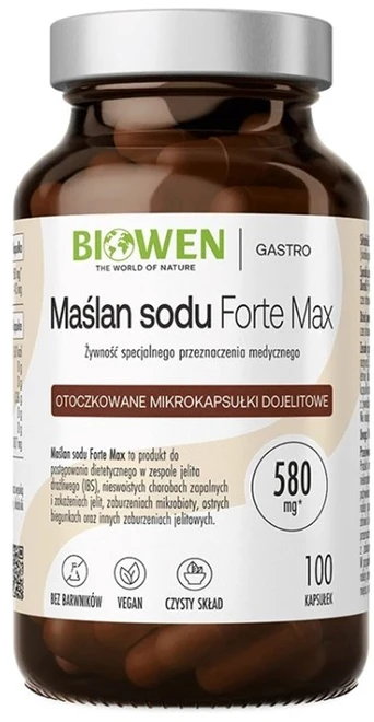 Biowen Maisto papildas Natrio butiratas Forte Max 580 mg - 100 kapsulių