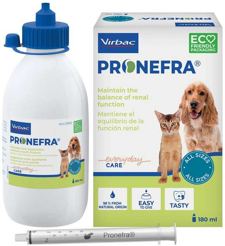VIRBAC Pronefra papildai inkstų veiklai šunims ir katėms, 180 ml