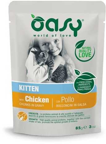 Maisto produktai - Oasy Chunks in Gravy Kitten with vištiena 85g