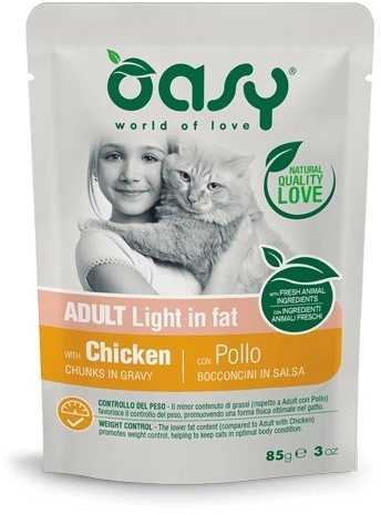 Maisto produktai - Oasy Chunks in Gravy Light in Fat vištiena 85g