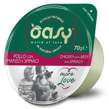 Maisto produktai - Oasy More Love vištiena jautiena Spinach Wet Food 70g