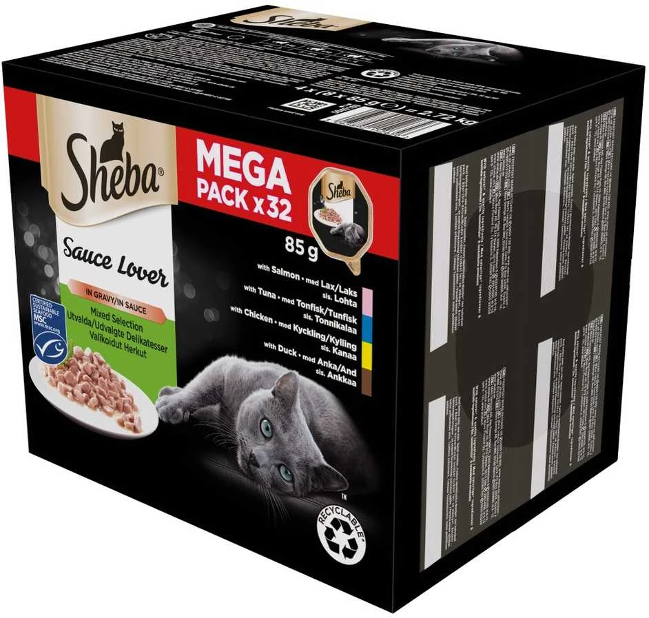 SHEBA anties/vištienos/alkūnės/tuno padažo formelė 32x85g