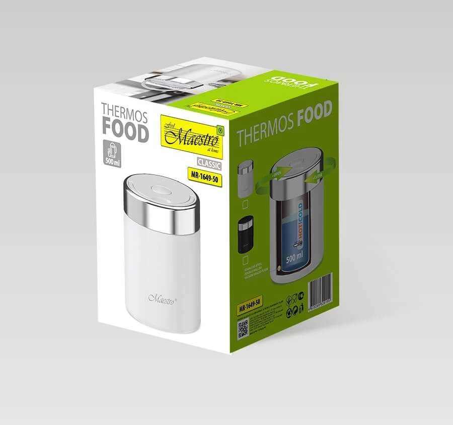 Maestro MR-1649-50-Baltas Maistinis termosas 0,5 l Baltas
