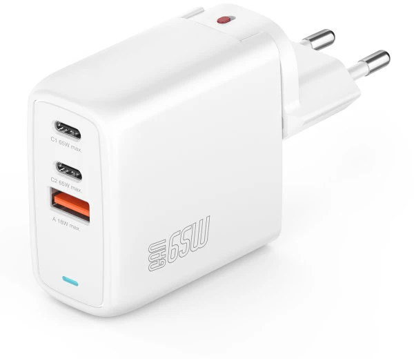 4Smarts įkroviklis GaN Flex 65W 2 USB-C+1 USB-A baltas