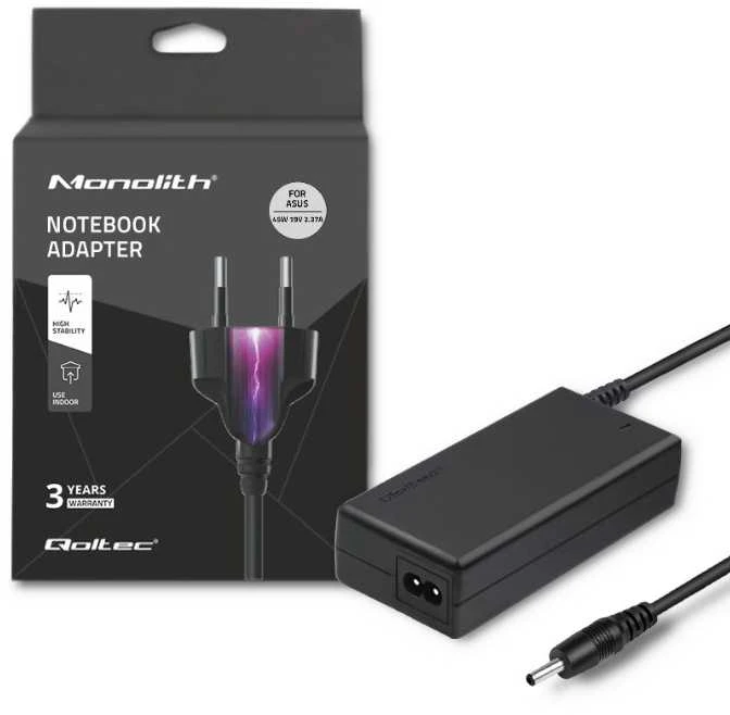 QOLTEC 51508 Nešiojamas kompiuteris AC power adapter f Asus 45W 19V 2.37A 3.0x1.0