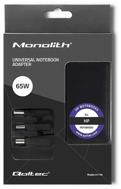 QOLTEC 51758 Maitinimo adapteris, skirtas HP 65W 3 kištukams