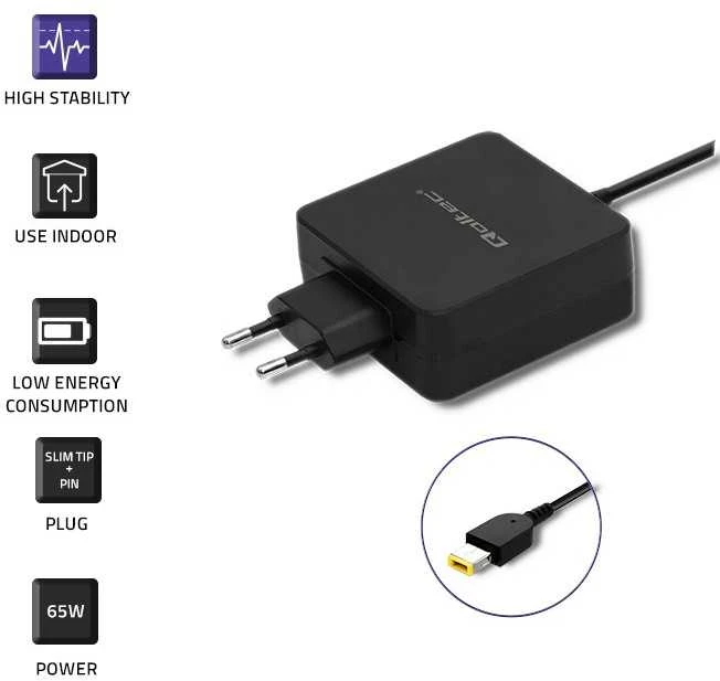 QOLTEC 51766 Maitinimo adapteris, skirtas Lenovo 65W 20V 3.25A Plonas antgalis + kaištis