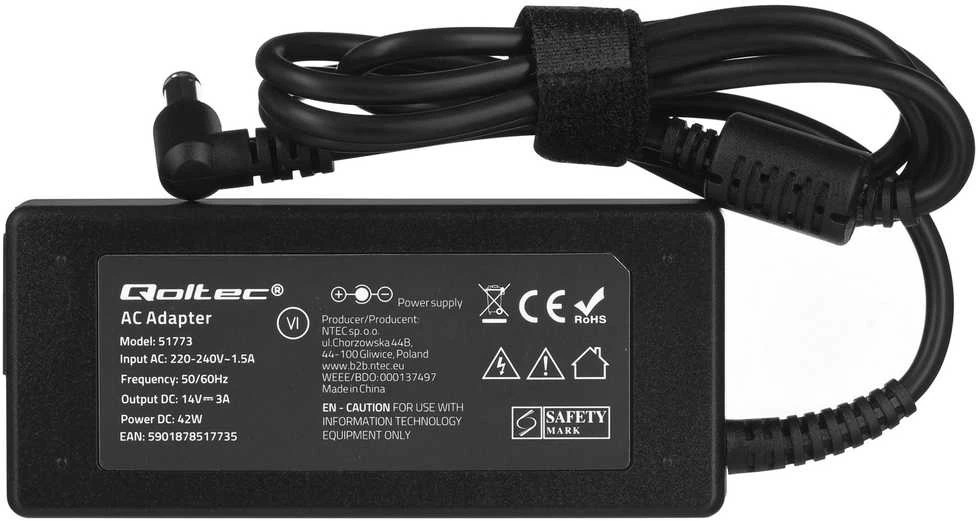 QOLTEC 51773 Qoltec kintamosios srovės adapteris monitoriui Samsung 42W 14V 3A 6.5 4.4