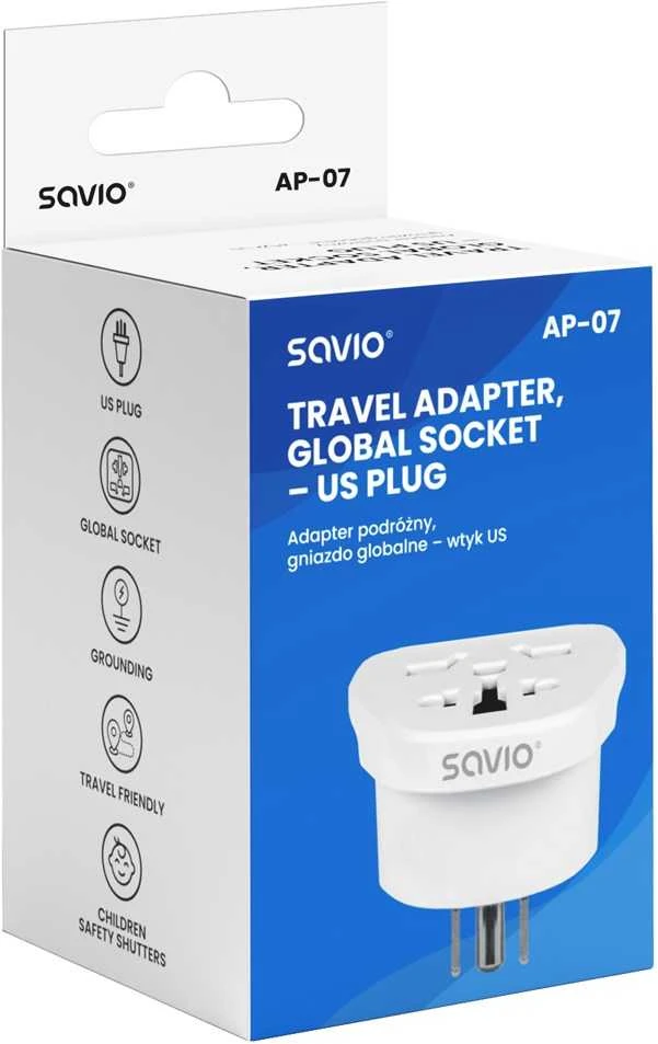 Savio AP-07 maitinimo adapteris/keitiklis Universalus 2500 W Baltas