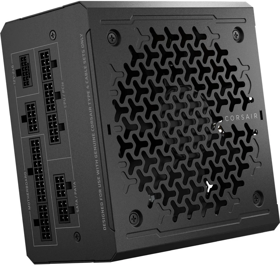 CORSAIR RMe serijos RM1000e 1000 vatų ATX 3.1 PCIe 5.1 Cybenetics Gold sertifikuotas visiškai modulinis maitinimo šaltinis